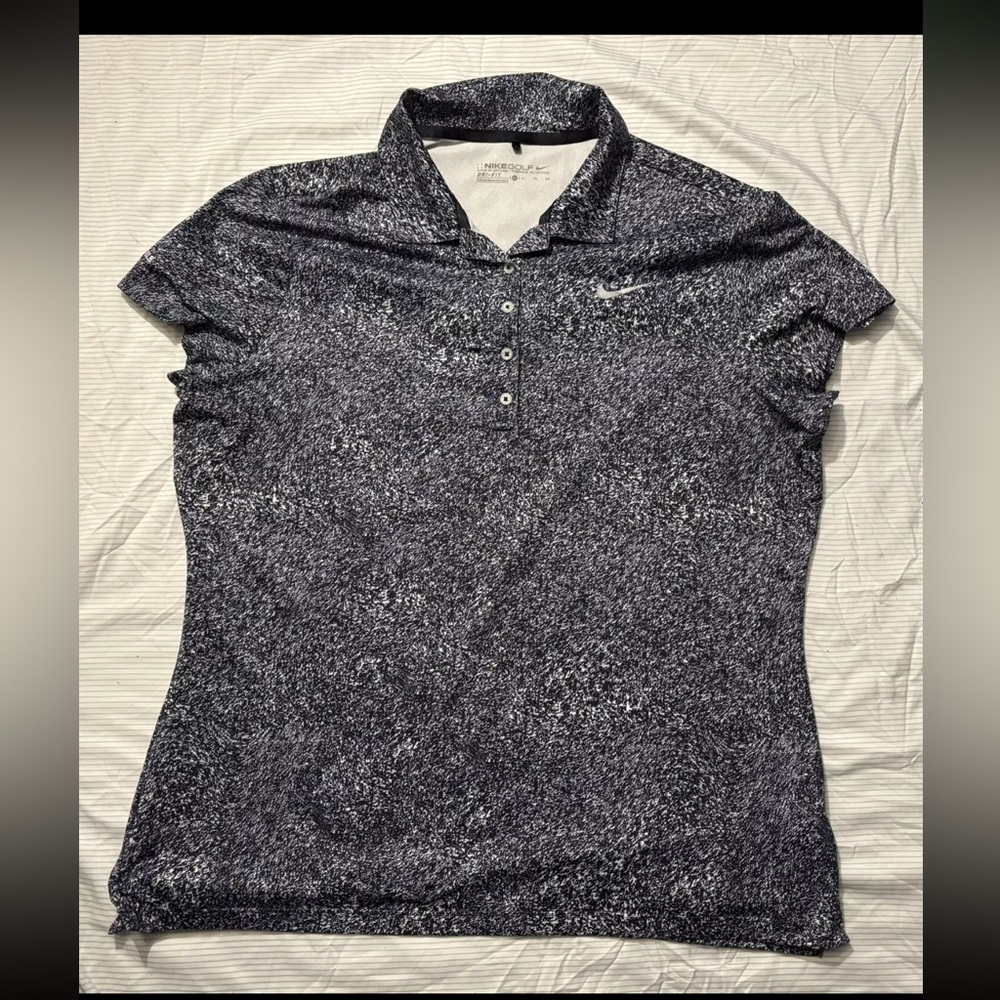 Nike Dri-Fit Women's Precision Golf Polo Shirt Black & White Sz XL Extra Large